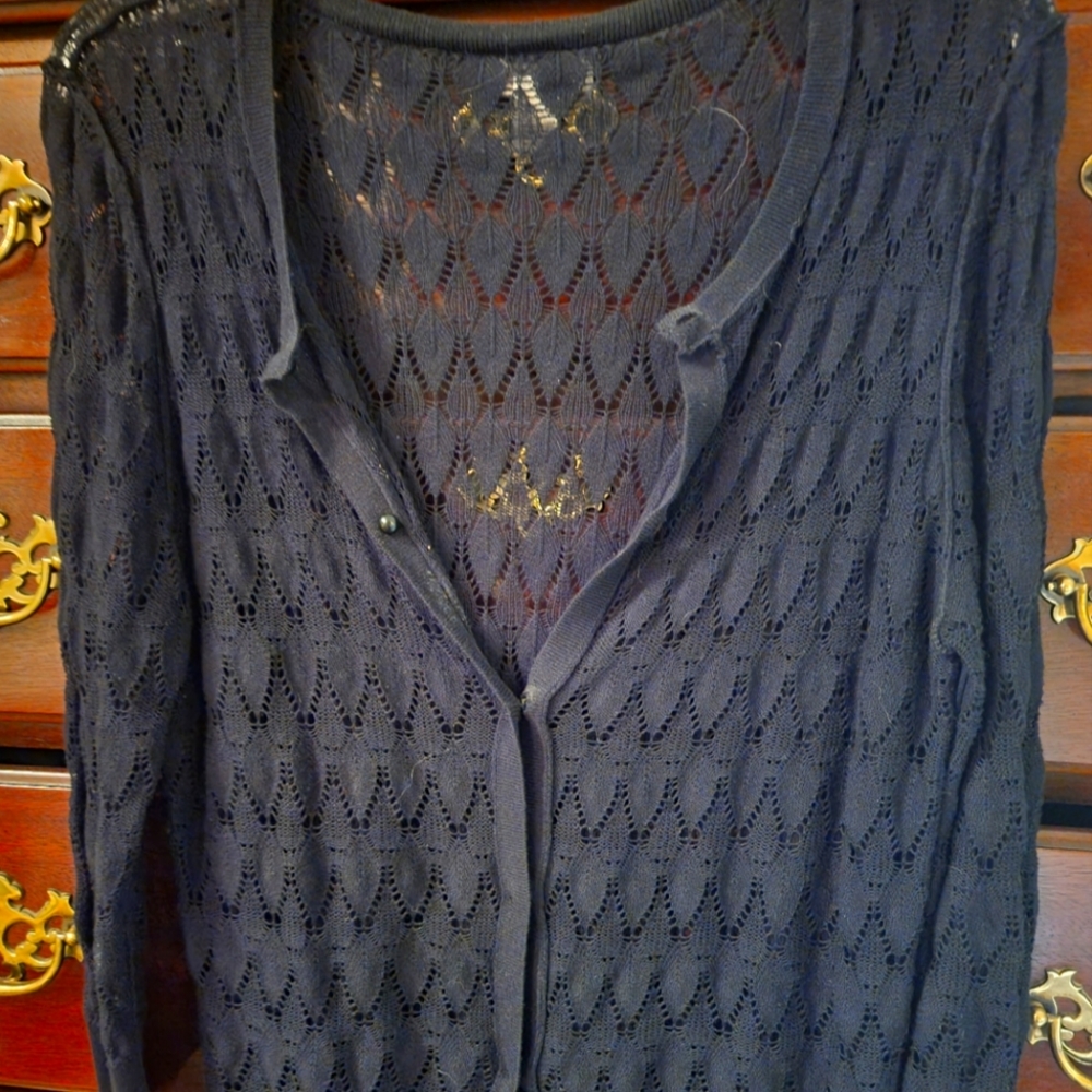 LOFT lace sweater. Black. L
